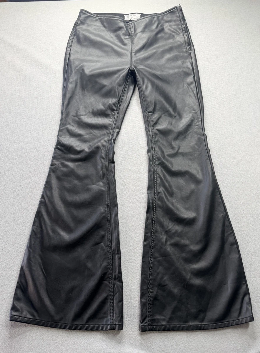 Flared Black Leather Pants for Women for sale | eBay
