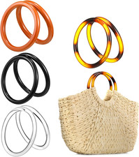 8 Pack Round Purse Handles - Decorative Replacement Straps for Crochet Bags