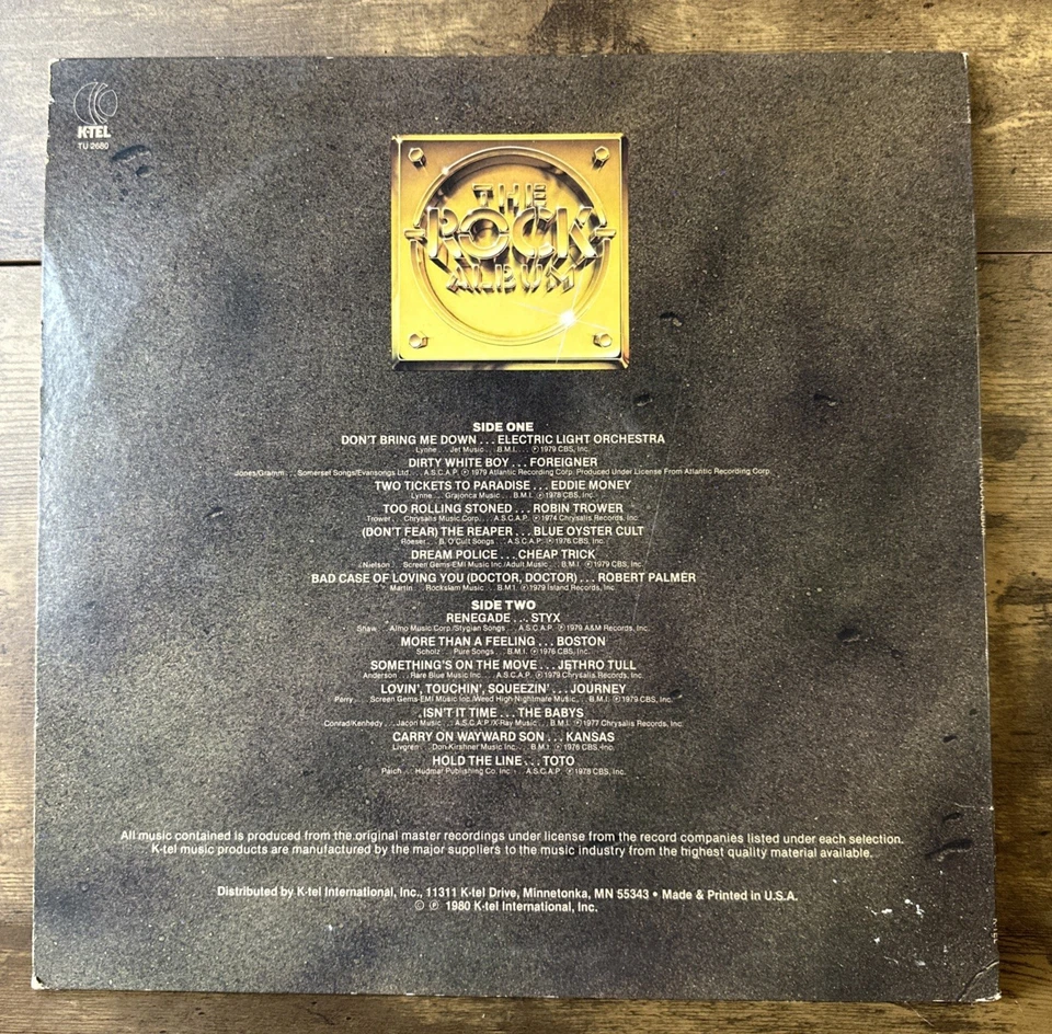The Rock Album 1980 K-TEL Vinyl Record STYX Toto Foreigner ELO Boston & Others - Image 2 of 4
