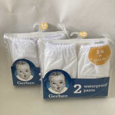 Gerber Waterproof Pants Baby Diaper Covers 3-6 Months 12-16 Lbs White  Pack NEW