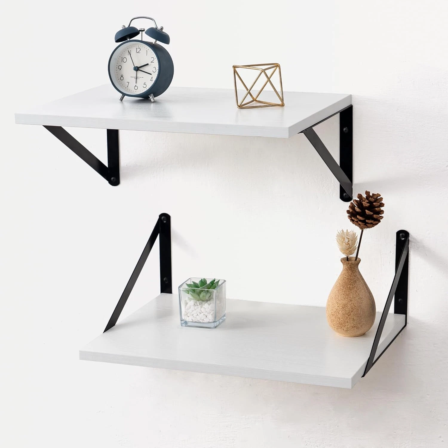 Deep Floating Shelves - 16 Inch Wide X 12 Inch Deep White Wall Shelves Set of 2-