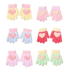 Children Kid Girl Heart Gloves Winter Warm Full Finger Thermal Outdoor Glove