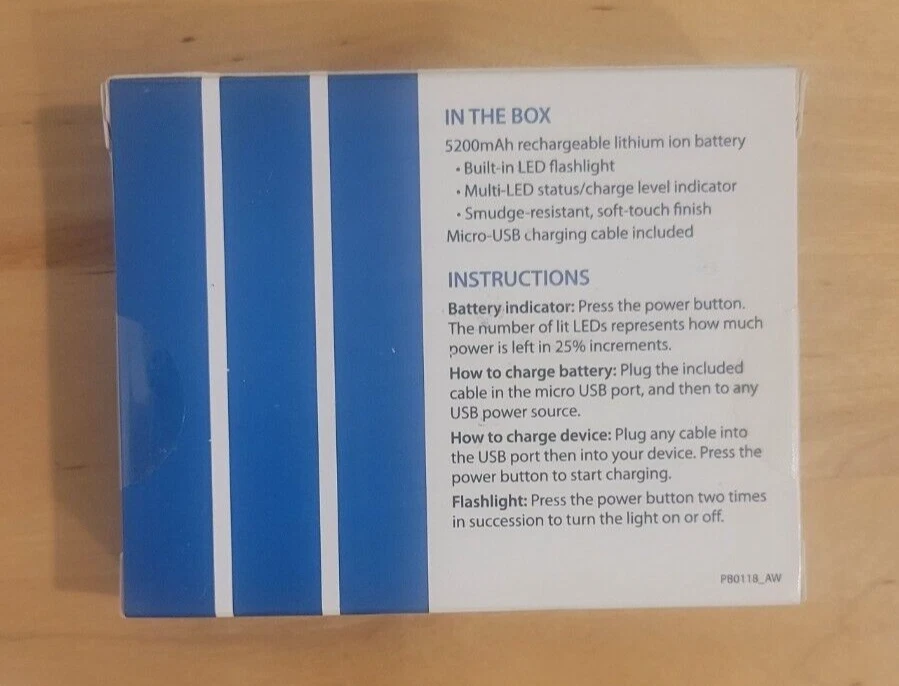 5200MAh 便携式电池组 带手电筒、手机和平板电脑充电器 — 第 2/3 张图片