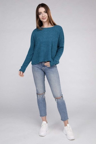 Maglione girocollo Zenana cropped manica lunga in 5 colori nuovo con etichetta - Foto 3 di 31