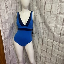 DKNY woman swimsuit blue one piece summer beach size 6 NWT