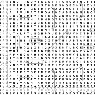 Timeless Treasures Sew Strong CD2596 White Sewing Word Search  Cotton