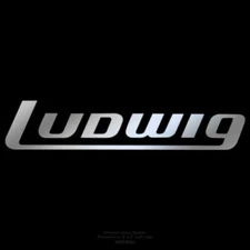 Ludwig 80s CHROME MIRROR Bass Drum Logo Sticker 9" long. DIE CUT