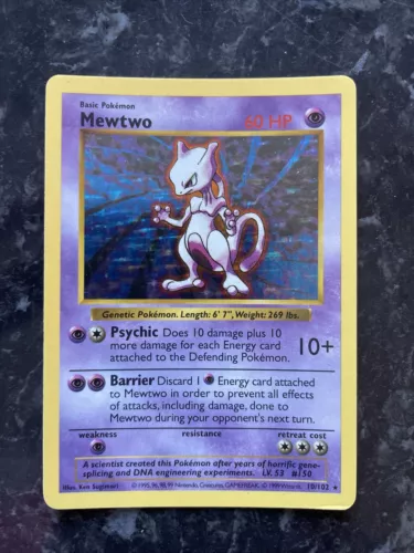 SHADOWLESS Mewtwo 10/102 LP/EXC Vintage Pokémon Card WOTC