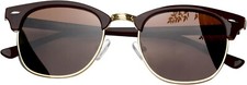 Brown Semi Rimless Polarised Sunglasses Classic Horn Rimmed Frame UV400 A13