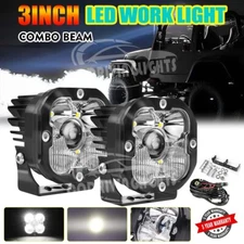 2PCS 3inch LED Laser Work Light Bar Spot Flood Driving Fog Offroad ATV UTV+Wire