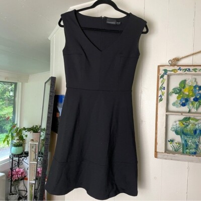 black v neck skater dress Black V Neck Lace Skater Mini Dress