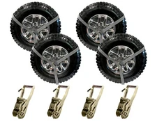 Silver 8' Lasso Strap 2" Ratchet w/ Finger Hook Tow Truck Tire Wheel Tie USA