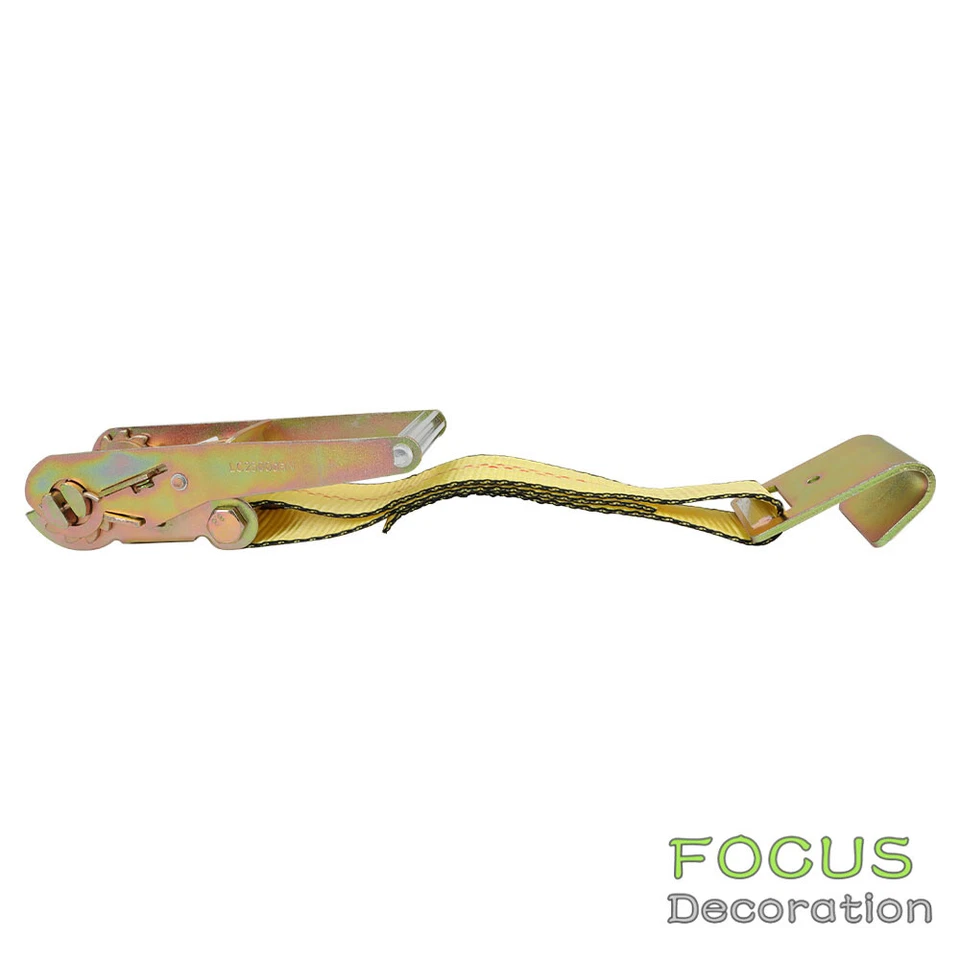 Paquete de 4 ganchos planos de alta resistencia para correas de amarre de rueda de 2" × 120" amarillos para remolques Foto 3 de 4