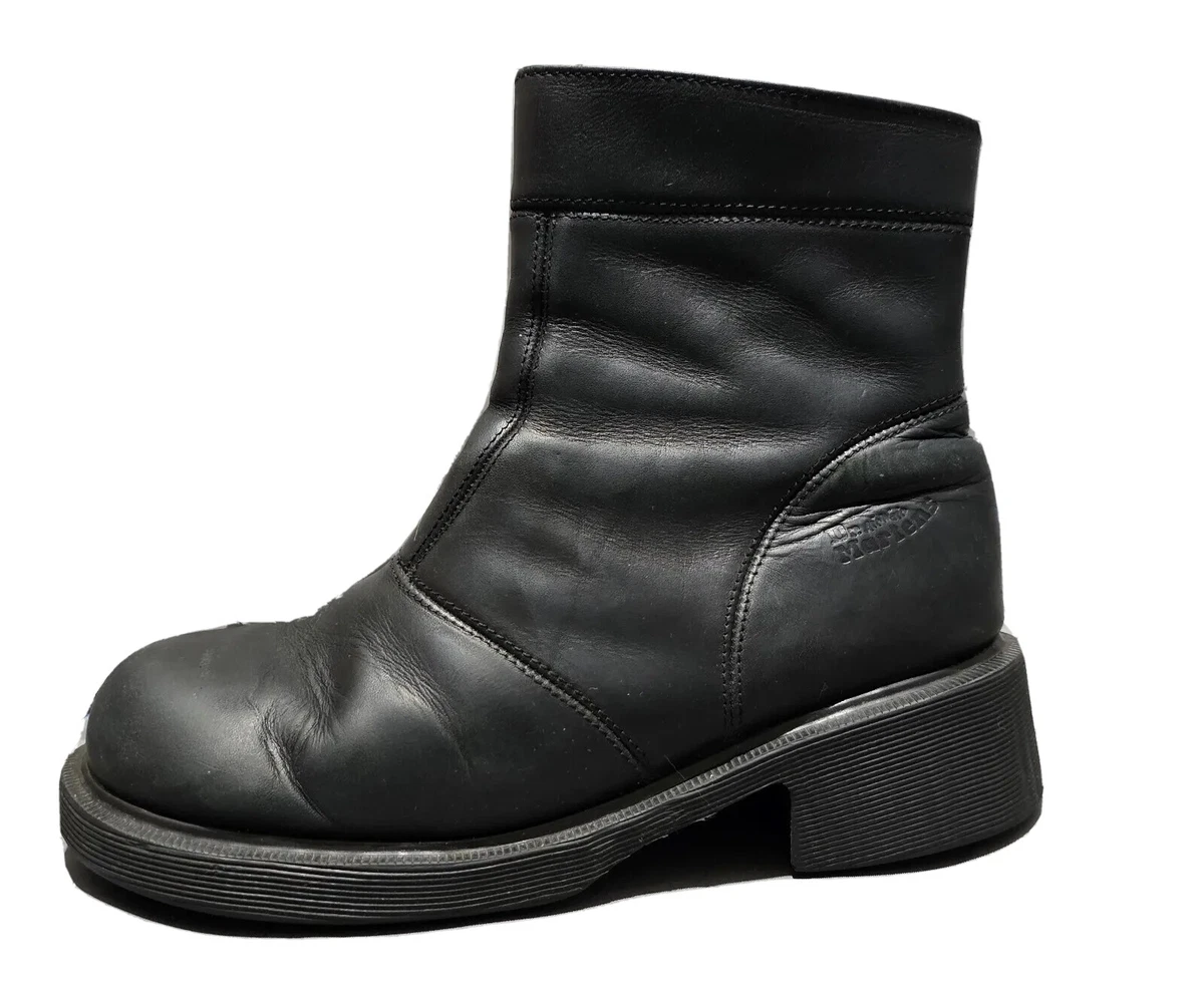 Vintage Dr Doc Martens 8464 Womens Black Leather Side Zipper Boots US9 UK7