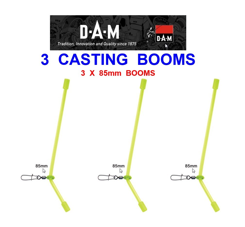 3 DAM CASTING BOOMS FOR SEA FISHING BEACHCASTER UPTIDE BOAT ROD RIGS