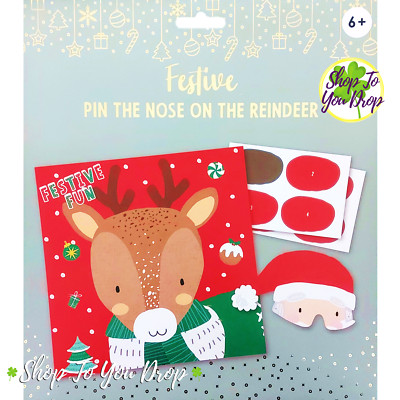 WEIHNACHTSFEIER SPIEL PIN THE NOSE ON THE RENTIER Familie Kinder Weihnachtsmann Spaß