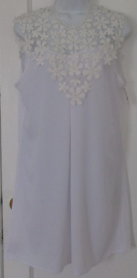 Women's White Tunic Dress Sheer Size M Embroidered Top New Nikita Sleeveless