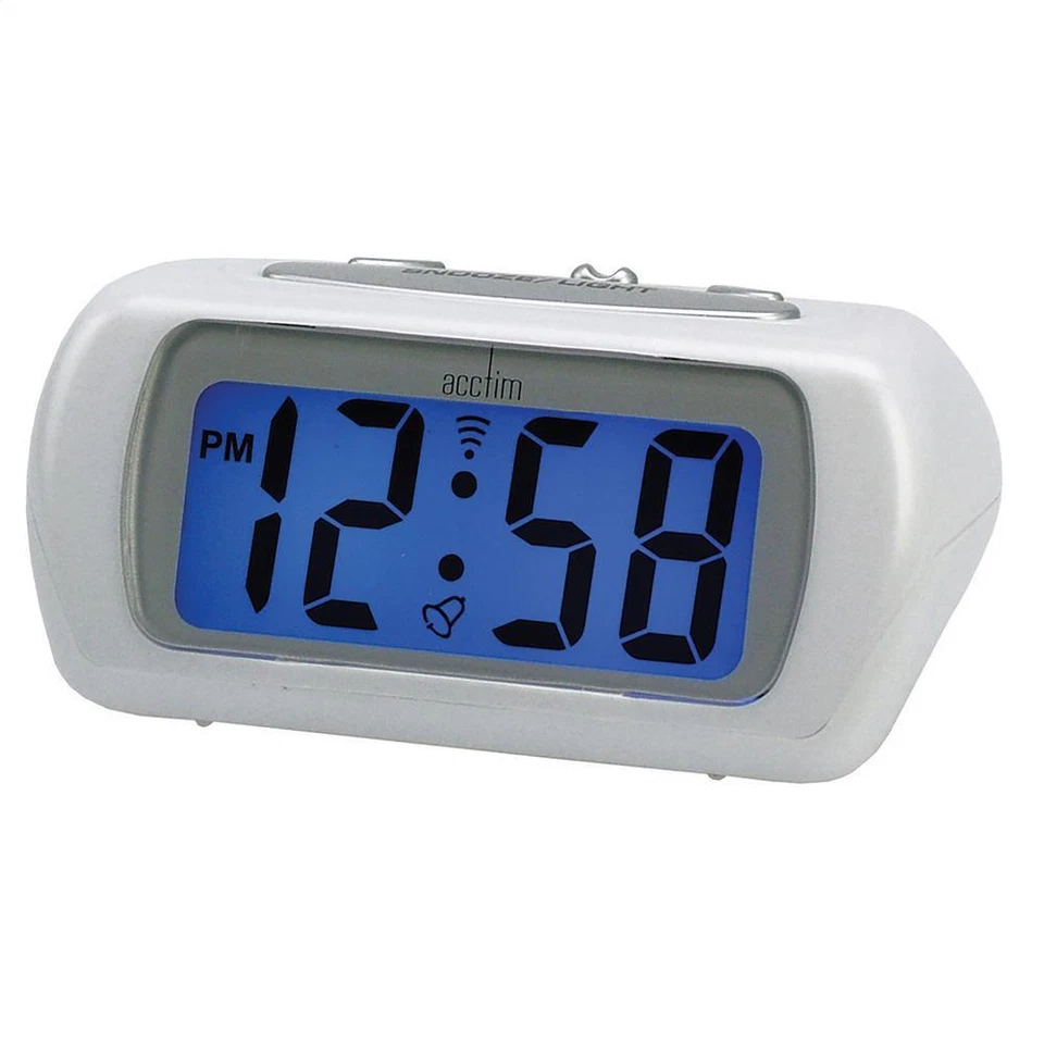 Acctim LCD Alarm Clock, Auric, Blue Backlight, White, 12342