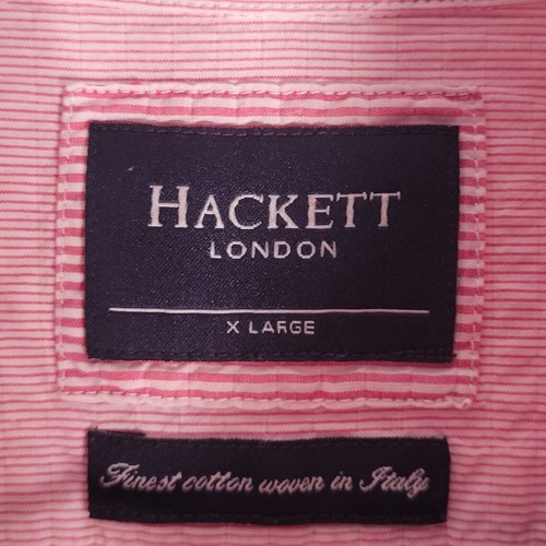 Hackett Stripe Shirt XL Red White Long Sleeve Casual Textured 100% Cotton Preppy - Picture 9 of 13