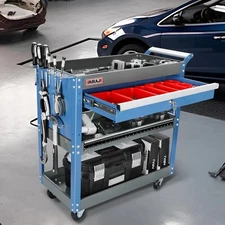3 Tier Rolling Tool Cart on Wheels,Metal Heavy Duty Mechanic Cart with Drawers