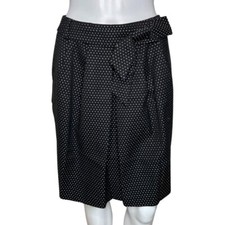 Talbots Skirt Womens 4 Petite Black Cream Polka Dots Pleats Preppy Retro Vintage