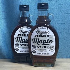 2X BOTTLES Trader Joe s ORGANIC Vermont Maple Syrup 8 oz Authentic Flavor NEW