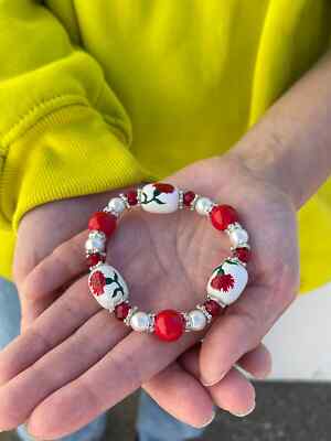Flower Bracelet Ohio State Flower Carnation Flower Bracelet Red Mother's Day Gif