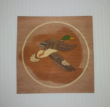 3-1/2" Dia. Mallard Duck Inlay Marquetry Medallion,  VENEER WOODWORKING REQUIRED