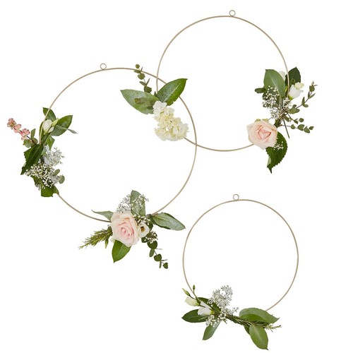 Floral Hoops Gold Metal Wreath Wedding Birthday Engagement Party Home Decor Rose - Picture 9 of 29