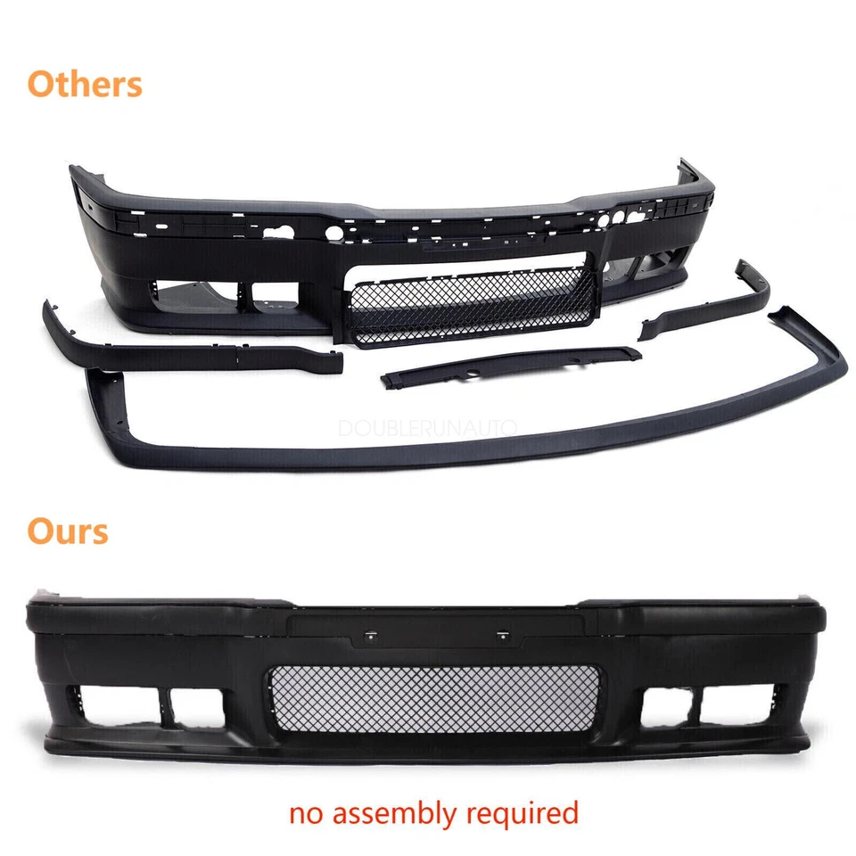 Fit 92-98 BMW E36 3Series 1Pc M3 Style Replacement Front Bumper Body Kit+Grille - Image 2 of 4