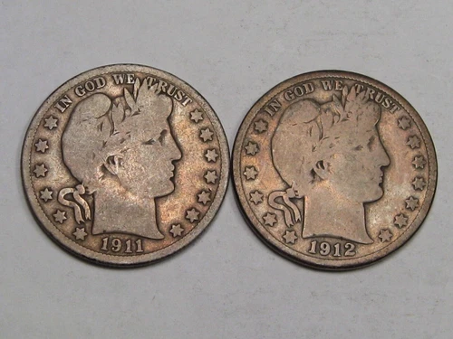 2 VG Barber Half Dollars: 1911 & 1912-d.  #47