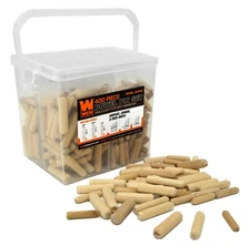 WEN JN400D 400-Piece Fluted Dowel Pin Variety Bucket w/ 1/4, 5/16, and 3/8-inch