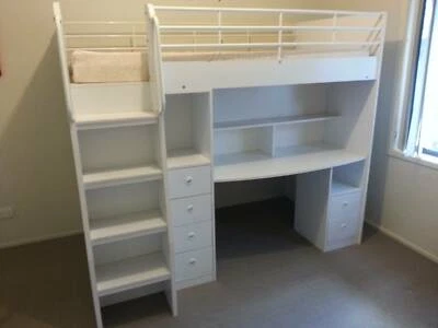loft bed with desk and wardrobe