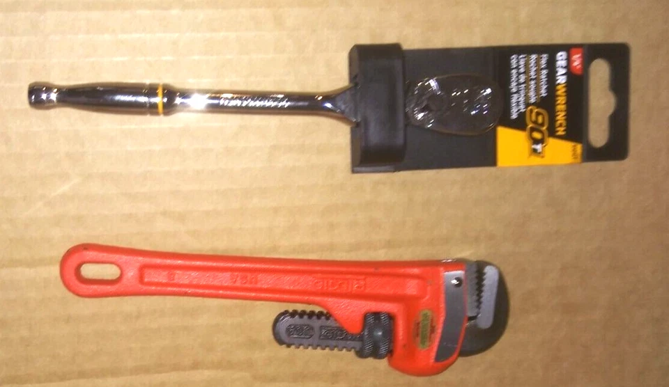 LOT OF 2: RIGID Heavy Duty Straight Pipe Wrench & GearWrench 81025 6" 1/4" Drive - Image 3 of 3
