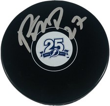 RYAN MCDONAGH SIGNED TAMPA BAY LIGHTNING 25TH ANNIVERSARY LOGO PUCK AUTO +COA