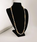 Vintage Monet Necklace Gold Tone Faux Pearl Beads Fillagree Signed necklace
