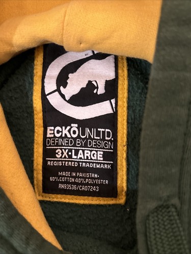Y2k Ecko Unltd Green Pullover Hoodie 3xl 1972 Spell Out Pockets Men - Picture 3 of 10