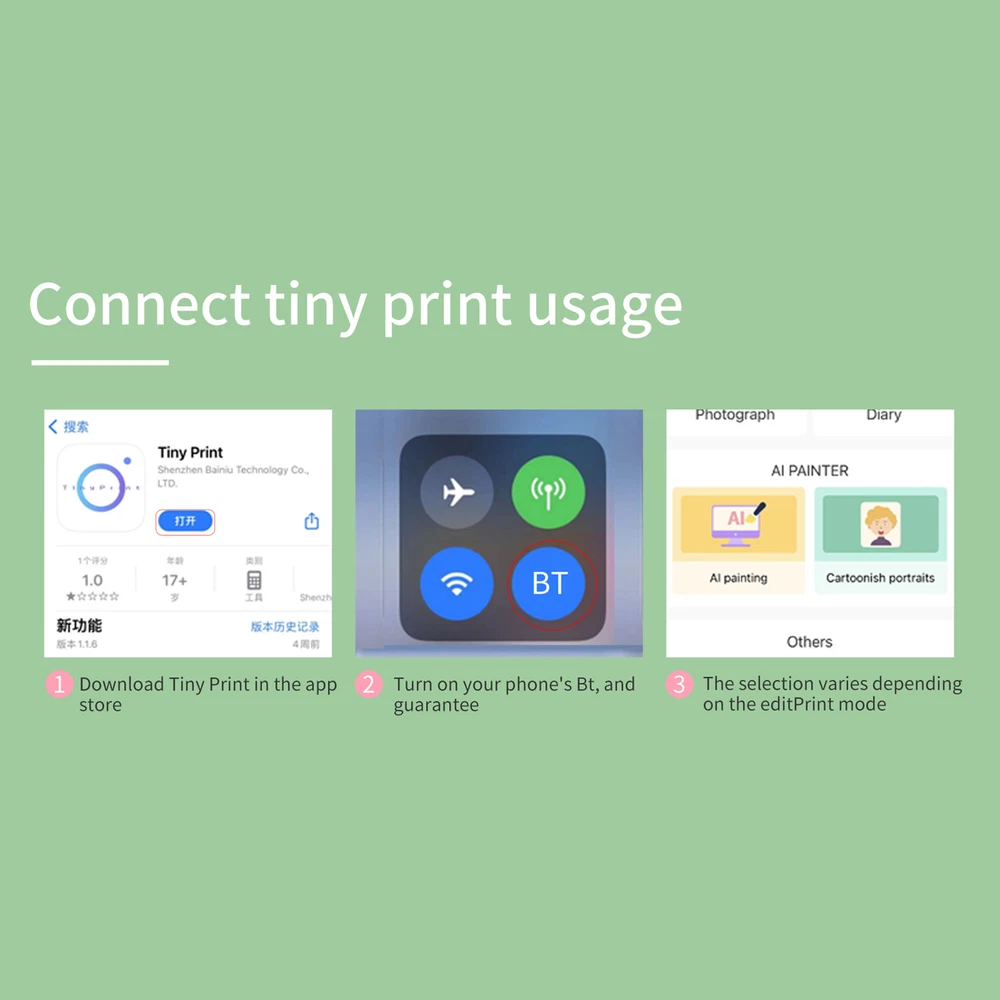 Mini BT Pocket Thermal Printer Photo Printer Label Maker with Paper Roll V4S8