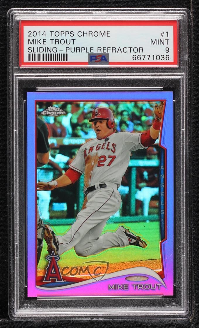 2014 Topps Chrome Retail Purple Refractor Mike Trout #1 PSA 9 MINT 0b4t
