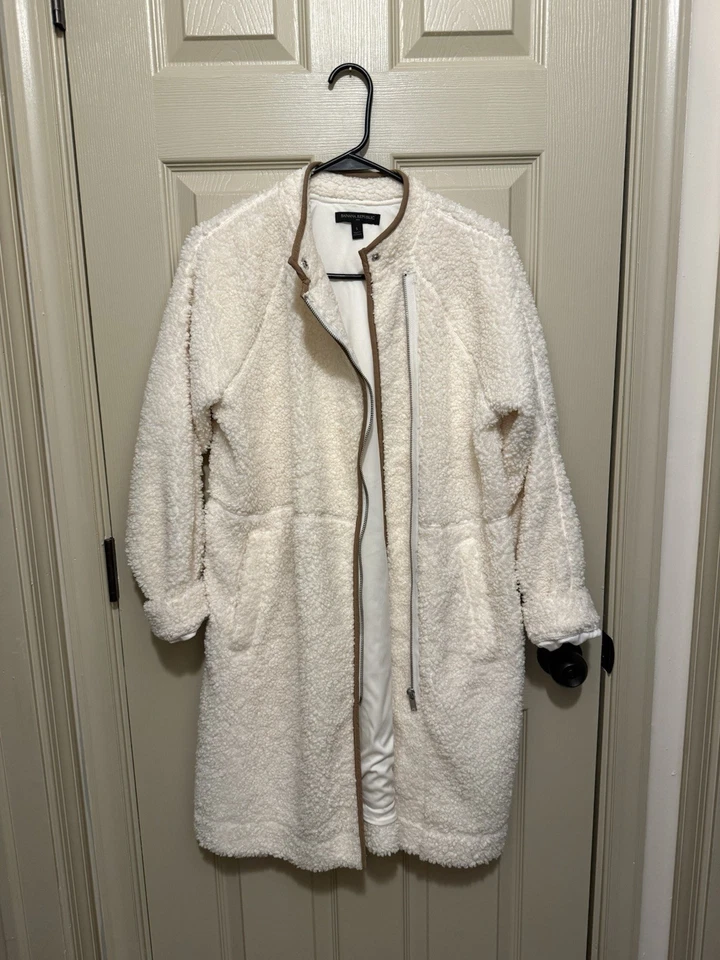 Abrigo Banana Republic Sherpa Cocoon Pila Profunda Polar Peluche Chaqueta Trinchera Talla PEQUEÑA Foto 4 de 4