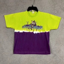 Chuck E Cheese T Shirt Youth Large Purple Green Tie Dye Promo T Shirt 2000s Y2K