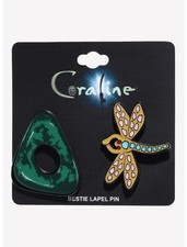 Coraline Seeing Stone & Dragonfly Enamel Pin Set