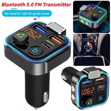Bluetooth 5.0 Car Wireless FM Transmitter Adapter 2 USB Port Charger Hands-Free