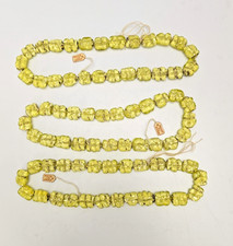 Vintage Japanese Pale Yellow Gold Foil Glass Beads lot - Original Tagged Strands