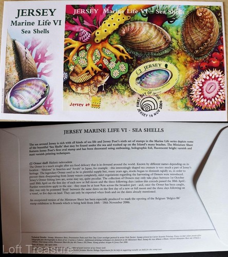 Jersey Stamps "Marine Life VI - Sea Shells" Belgica £2 M/S First Day Cover 2006 - Picture 1 of 3