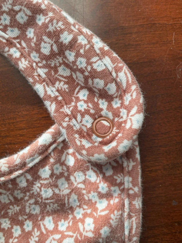 Carter's Baby Girls Allover Floral 100% Cotton Snap Closure Bib One Size Brown - Image 4 of 4