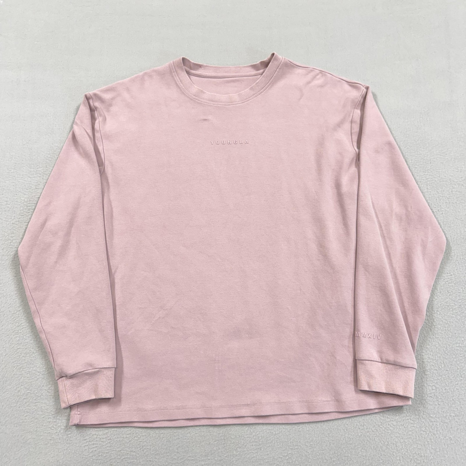 YoungLA Sweatshirt mens Large pink Long sleeve shirt performance stretch Gym