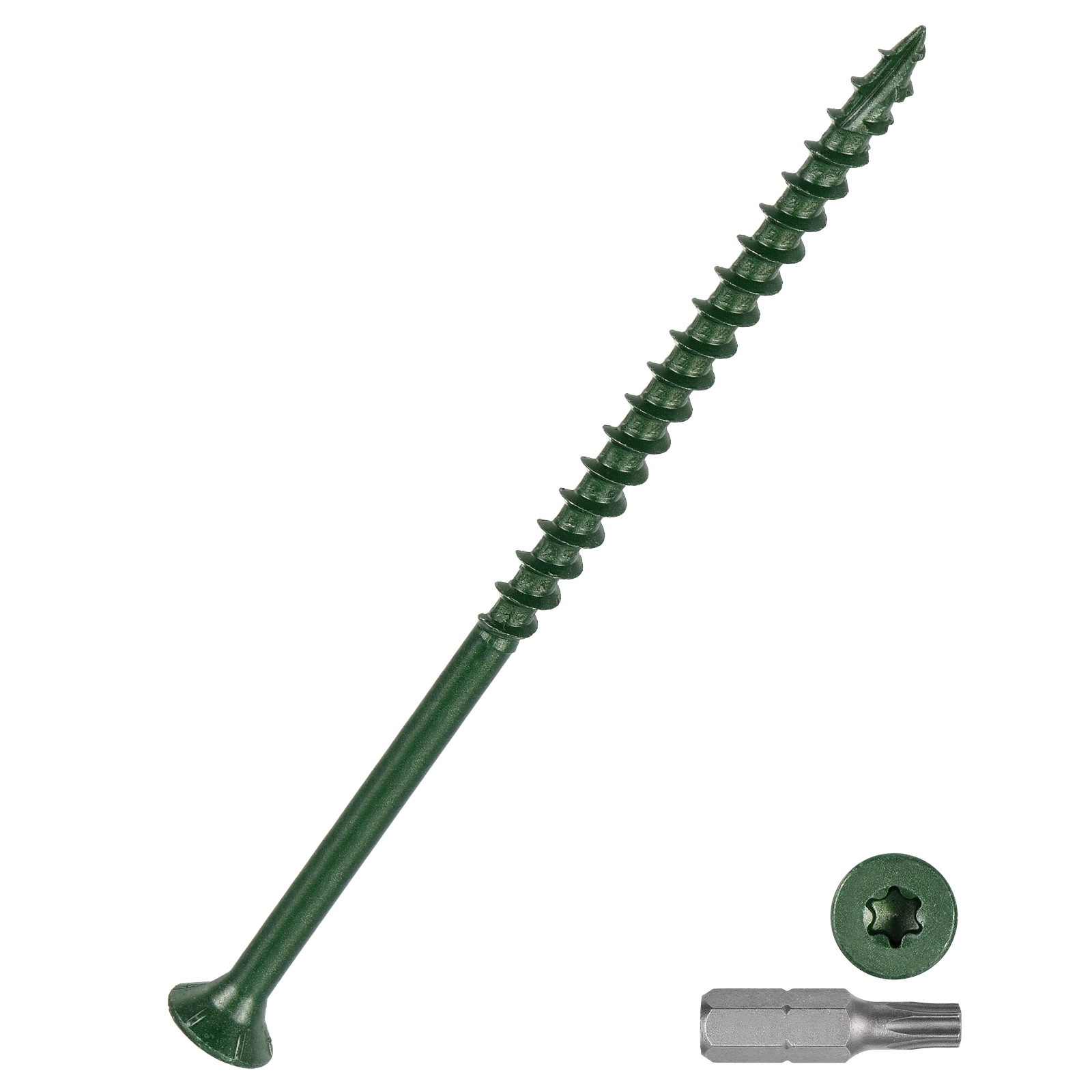10x4 Inch Deck Screws 50-Pack Carbon Steel T25 Star Bit Green Coated