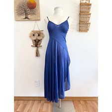80s NOS Dark Blue Diagonal Hem Lingerie Nightgown size small