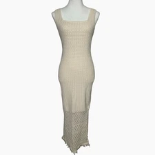 House of Harlow 1960 Knit Midi Dress Size Medium Cream Sleeveless Resort Beachy